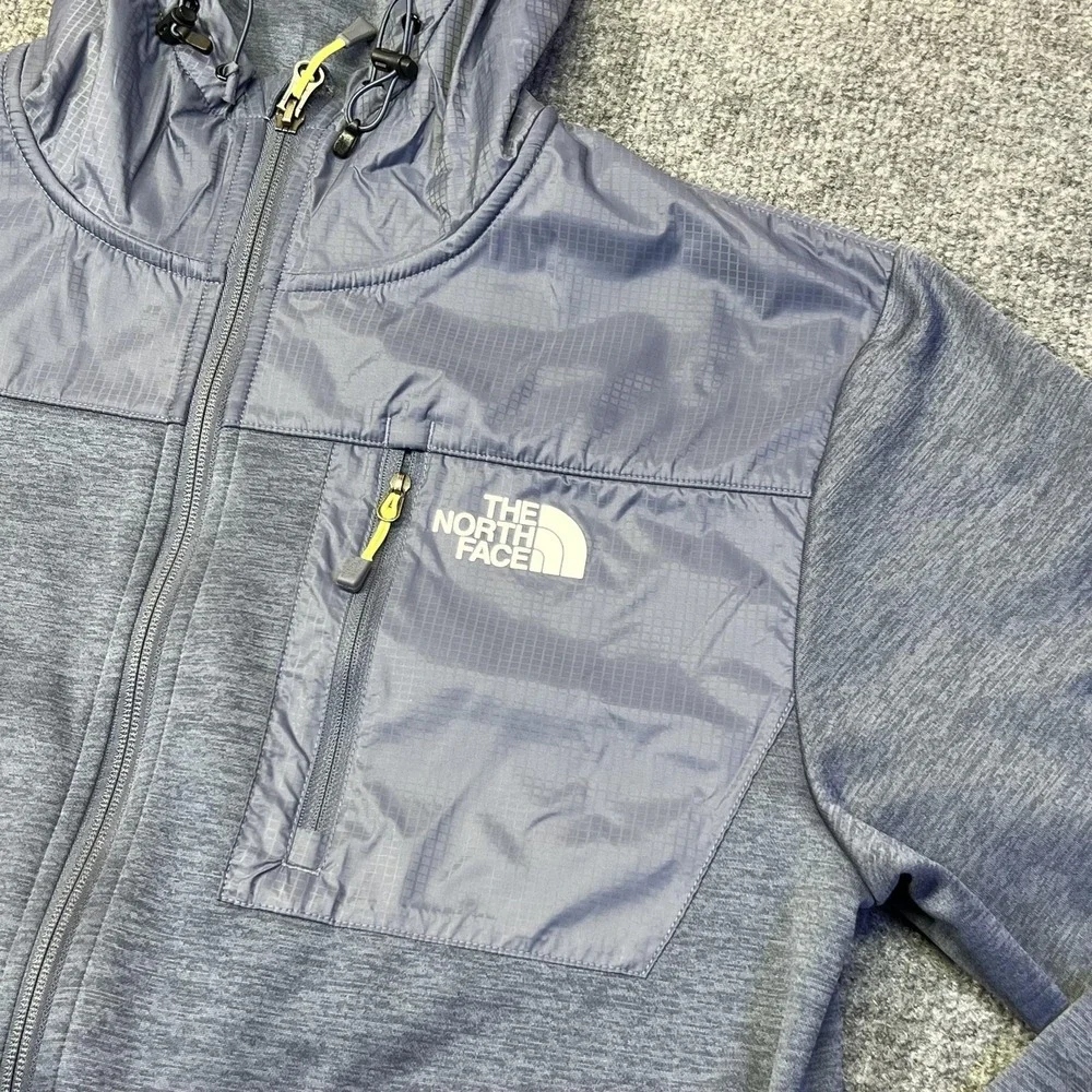 The North Face Jacket Mens Medium Blue Hooded Fleece Full Zip Thermal Hiking